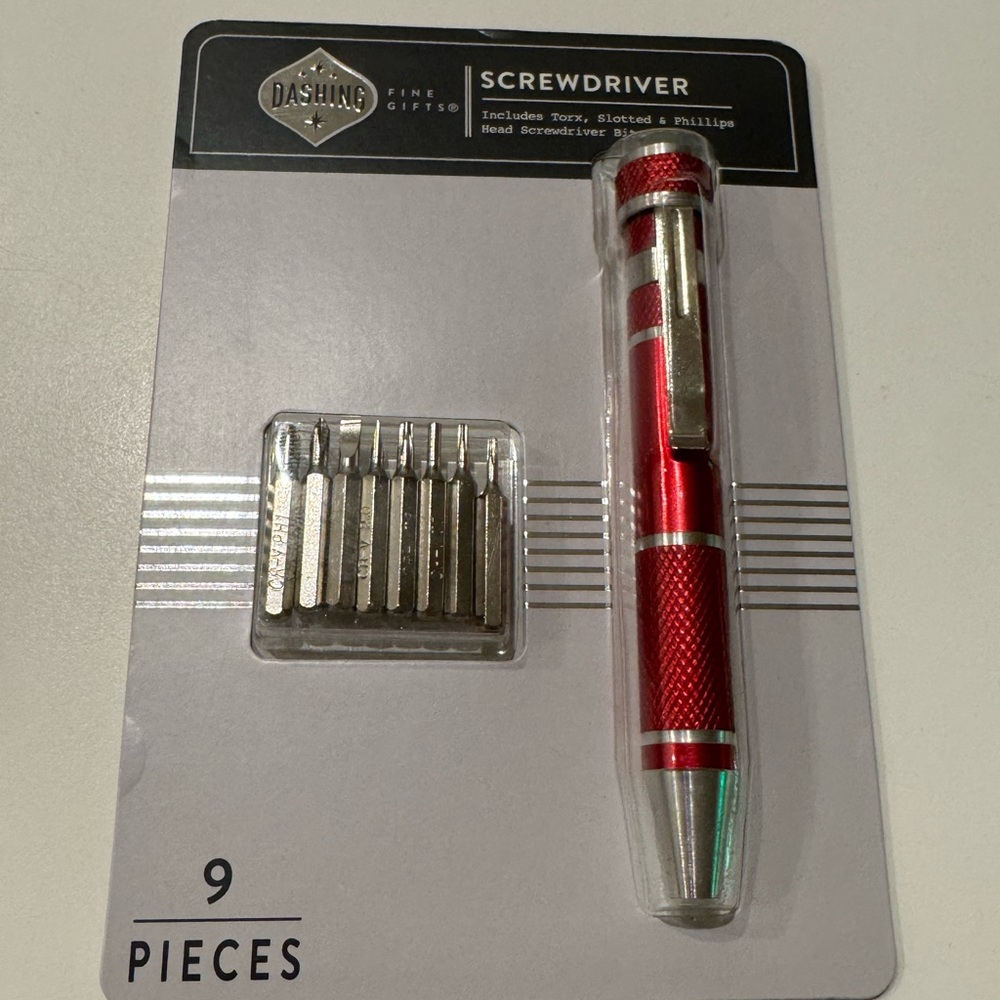 Pocket Red Precision Screwdriver Set - 9 Piece New Torx slotted Phillips Bits